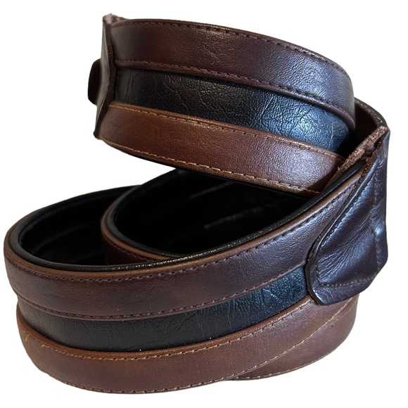 Unisex leather belt browns black 2” buckle 42” long - Picture 4 of 14